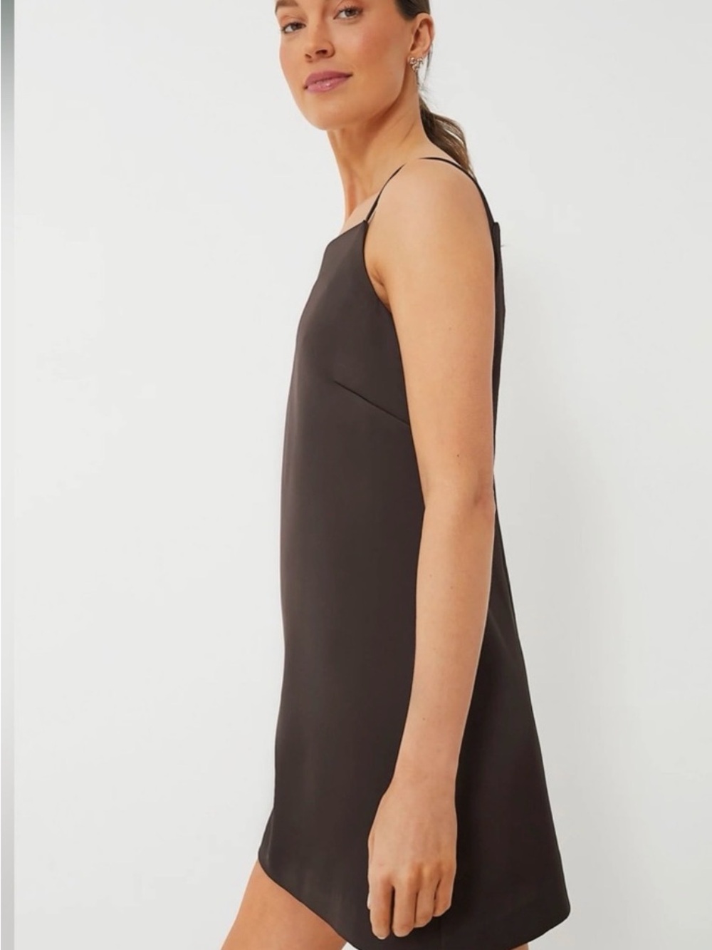 Tuckernuck Sleek chocolate Slip Mini Dress - Modern Minimalist - Picture 2 of 8